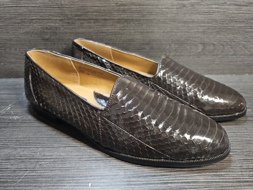 Giorgio Brutini Genuine SnakeSkin Dark Brown Loafers Men’s Size 11M # 150632